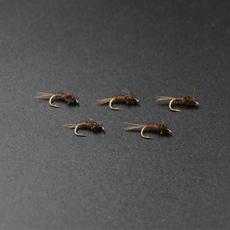 CONTEMPLATOR 5 шт. 14 # фазан хвост Нимфа для вязания мух коричневая/Радужная Форель