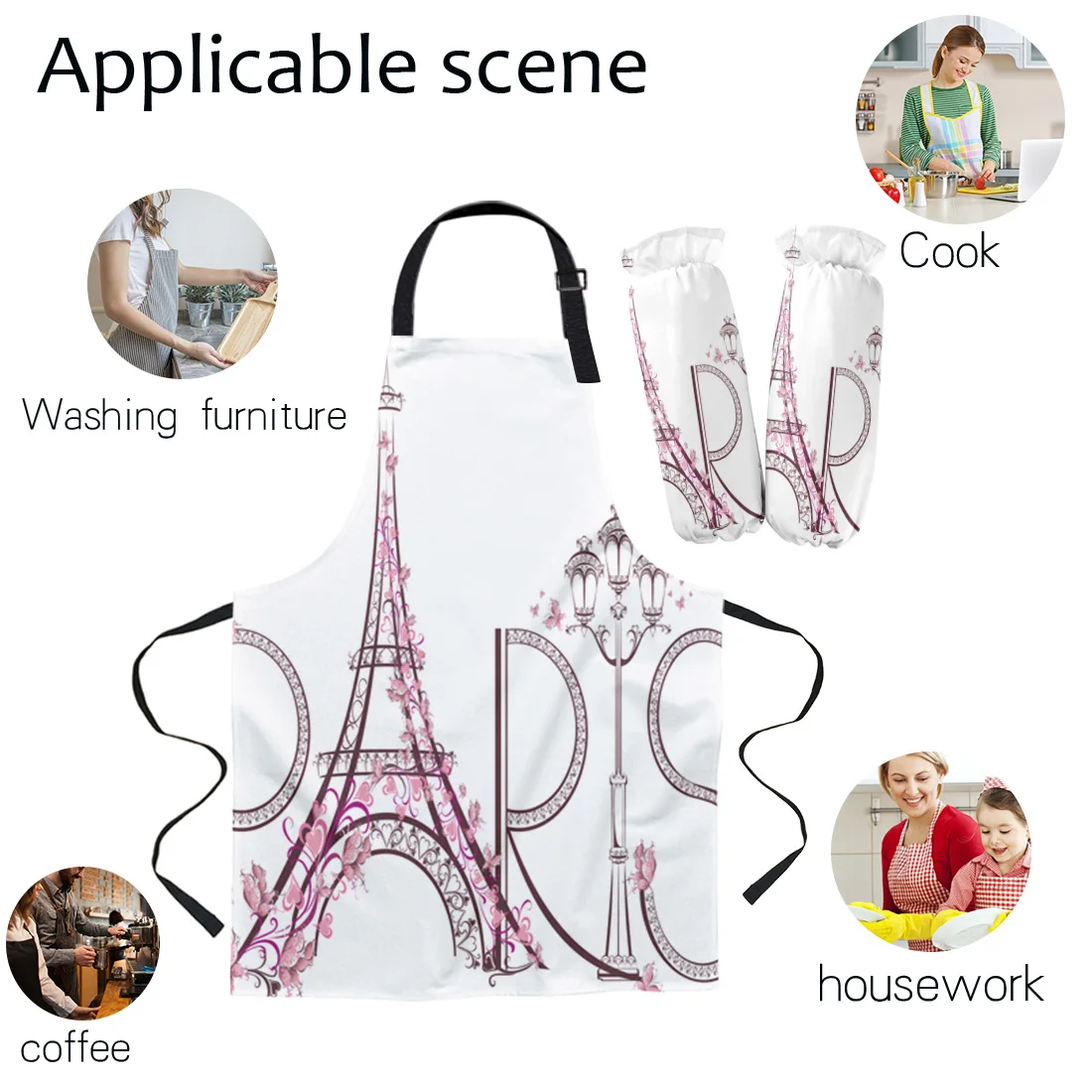 France Paris Eiffel Tower Apron Kitchen Home Cooking Baking Waist Bib Aprons for Woman Cleaning Items | Дом и сад