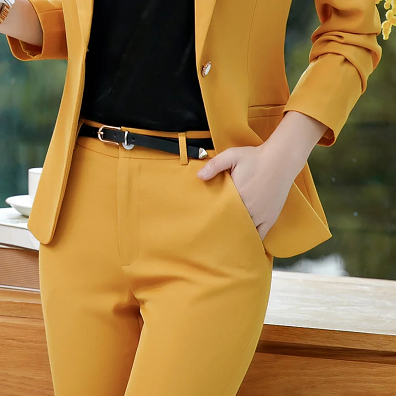 Весенний Деловой брючный костюм для офисных леди Униформа дизайн белого