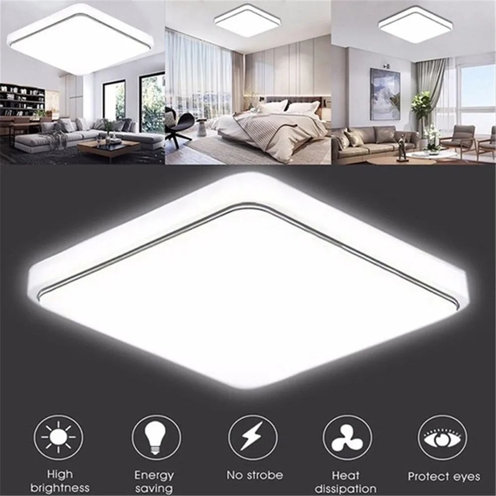 

24W LED Light Home Modern Panel Light Ceiling Lamp Natural Light Cold White Square Living Room Bedroom Kitchen Fixture Lamps