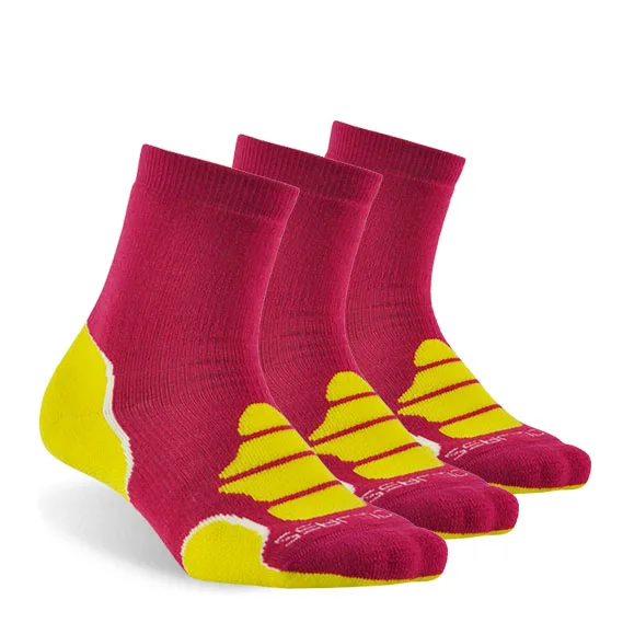 Носки из мериносовой шерсти, ZEALWOOD Athletic cushit Crew hiking& походные носки, 1/3 пар - Цвет: 3 pair red yellow