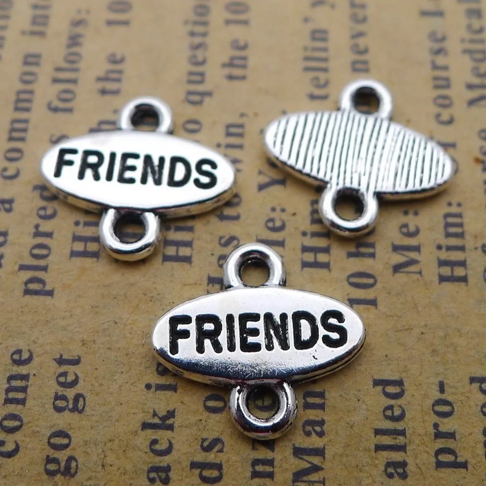 

300 шт., подвески для друзей, 12 мм x 13 мм, сделай сам, соединитель для изготовления ювелирных изделий, античный серебряный цвет