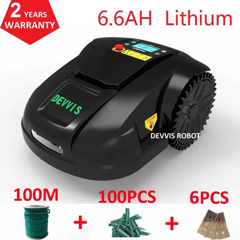 FBA Warehouse DEVVIS Robot Weed Cutter Machine E1800T with 6.6ah lithium battery,Auto Recharge,Schedule,Gyroscope Navigation