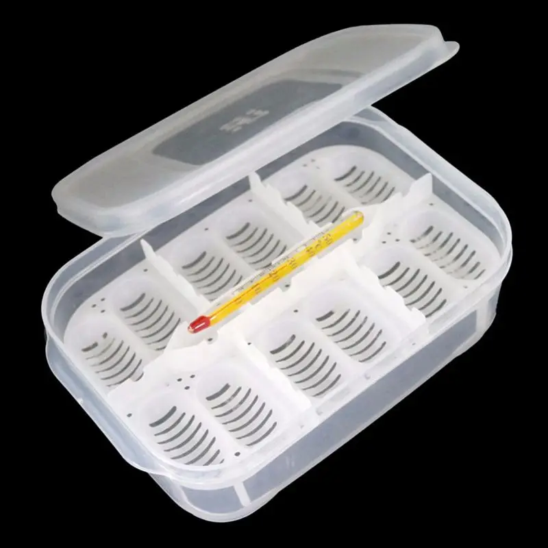 12 Holes Reptile Egg Incubation Tray With Thermometer Incubating Gecko Lizard Snake Eggs Tool | Дом и сад