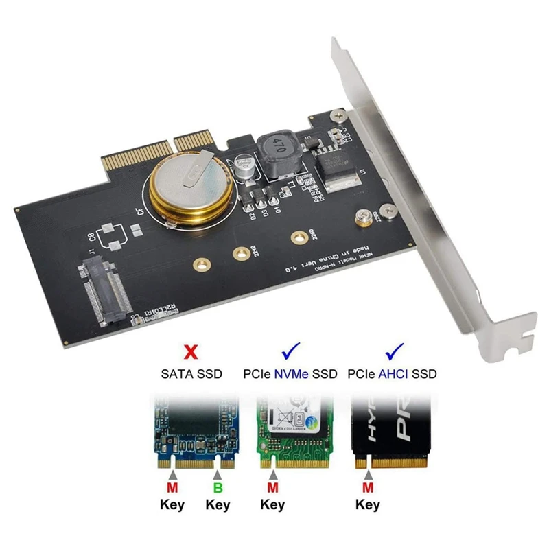 

PCI-E 3.0 X4 to M.2 NGFF M Key SSD Nvme Card Adapter PCI Express with 4.0F Super Capacitor Power Failure Protection