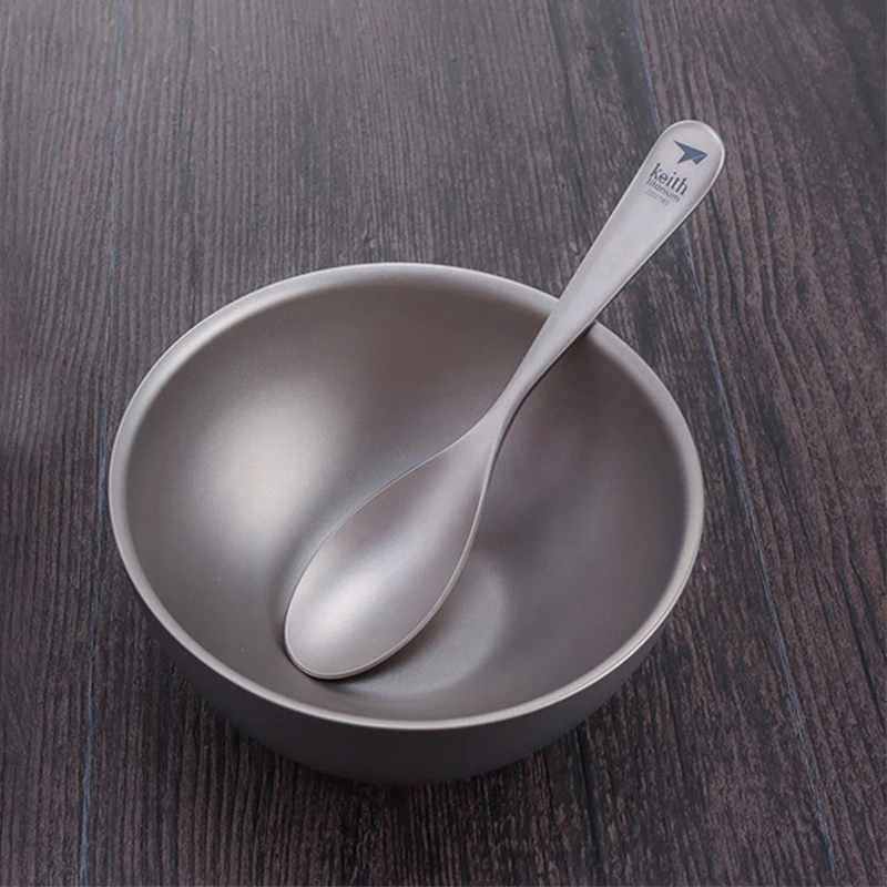 Keith Pure Titanium Rice Spoon Dessert Ice Cream Table Spoon for Kid Restaurant Picnic Tableware Bacteriostatic Healthy Flatware