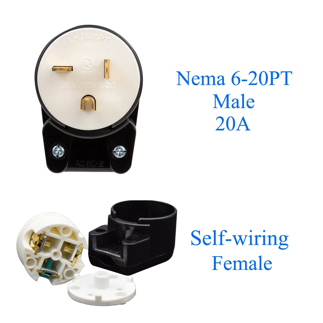 Промышленные самопроводные штекеры jorinдо NEMA 6 20PT Американские стандарты 20 А 250 В 20P