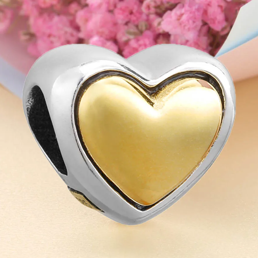 

Оригинальные двухцветные купольные золотые бусины в форме сердца подходят для женских ювелирных изделий