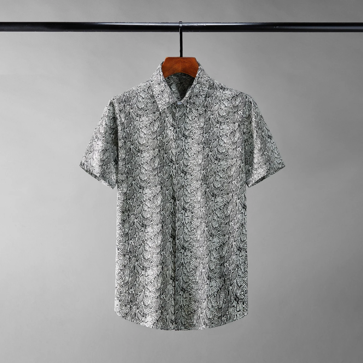 

Minlgu Men Shirt Luxury Pythons Grain Printing Shirt Mens Short Sleeve Hight Quality Mens Shirts Casual Slim Casual Shirt 4xl