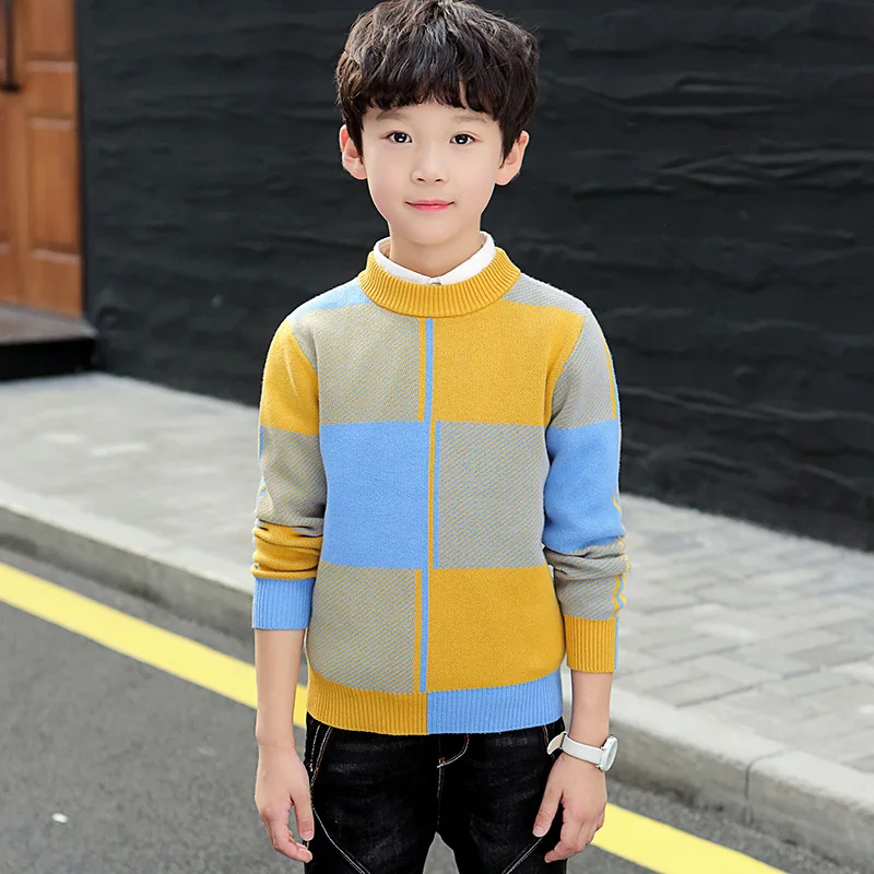 Зимняя детская одежда зимняя хлопковый утепленный свитер для мальчиков пуловер