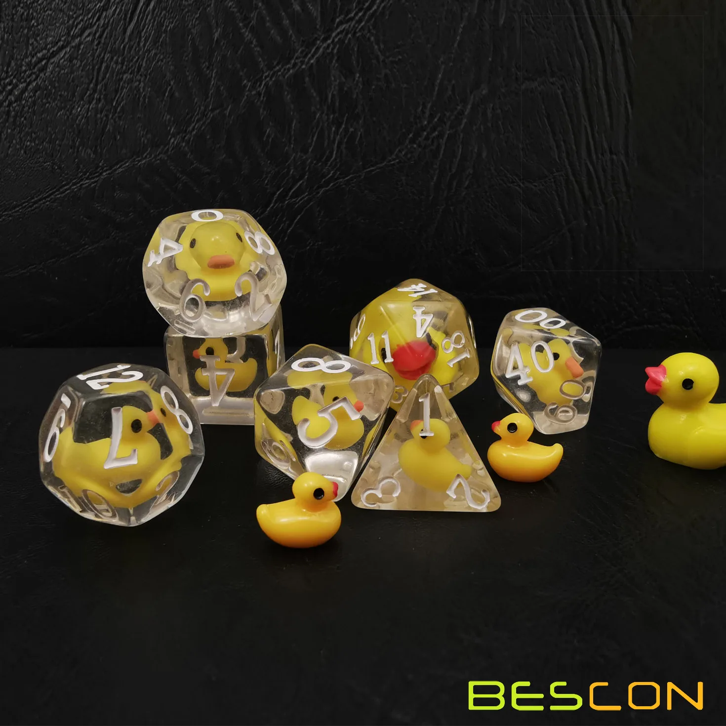 Bescon YellowDuck-Juego de dados RPG, juego de 7, novedad, juego de dados poli&eacute;dricos de pato amarillo-2