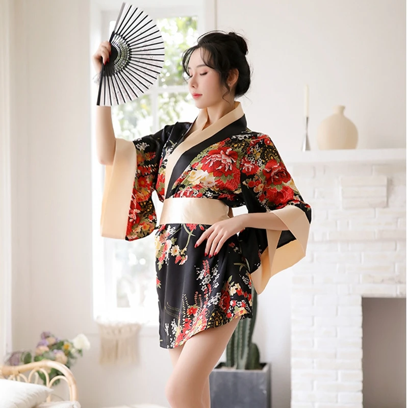 Традиционное японское кимоно Женское ночное белье сексуальное нижнее глубокое с