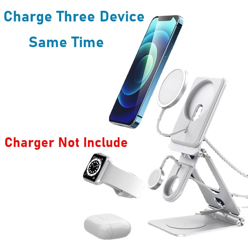3in1 aluminum adjustable phone stand for iphone 12 pro max mini mount foldable desk holder for airpods pro apple watch free global shipping