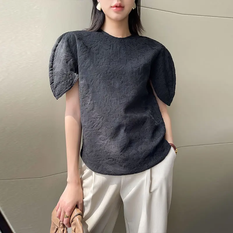 

XITAO Three Dimensional Printing Shirts women Korea 2021 Summer New Personality Fashion Loose O-neck Solid Short Sleeve CLL1340