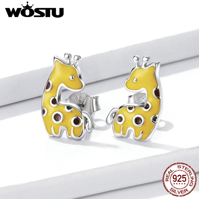 Женские серьги-гвоздики с животными WOSTU из стерлингового серебра 925 пробы цветным