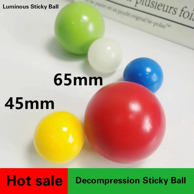 

1/4Pcs Stick Wall Ball Fidget Stress Reliever Toys Luminous Sticky Juggle Jump Target Balls Adult Kids Toys Fluorescent Squash