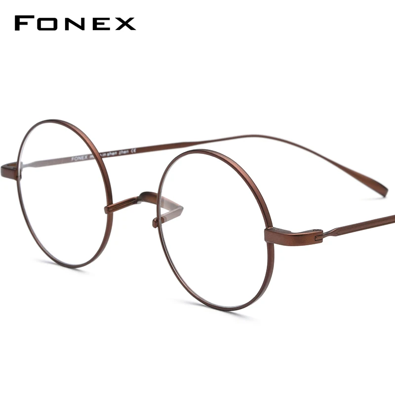 FONEX Titanium Glasses Frame Men Harries Round Myopia Optical Prescription Eyeglasses Frames Women Vintage Potters Eyewear 9120