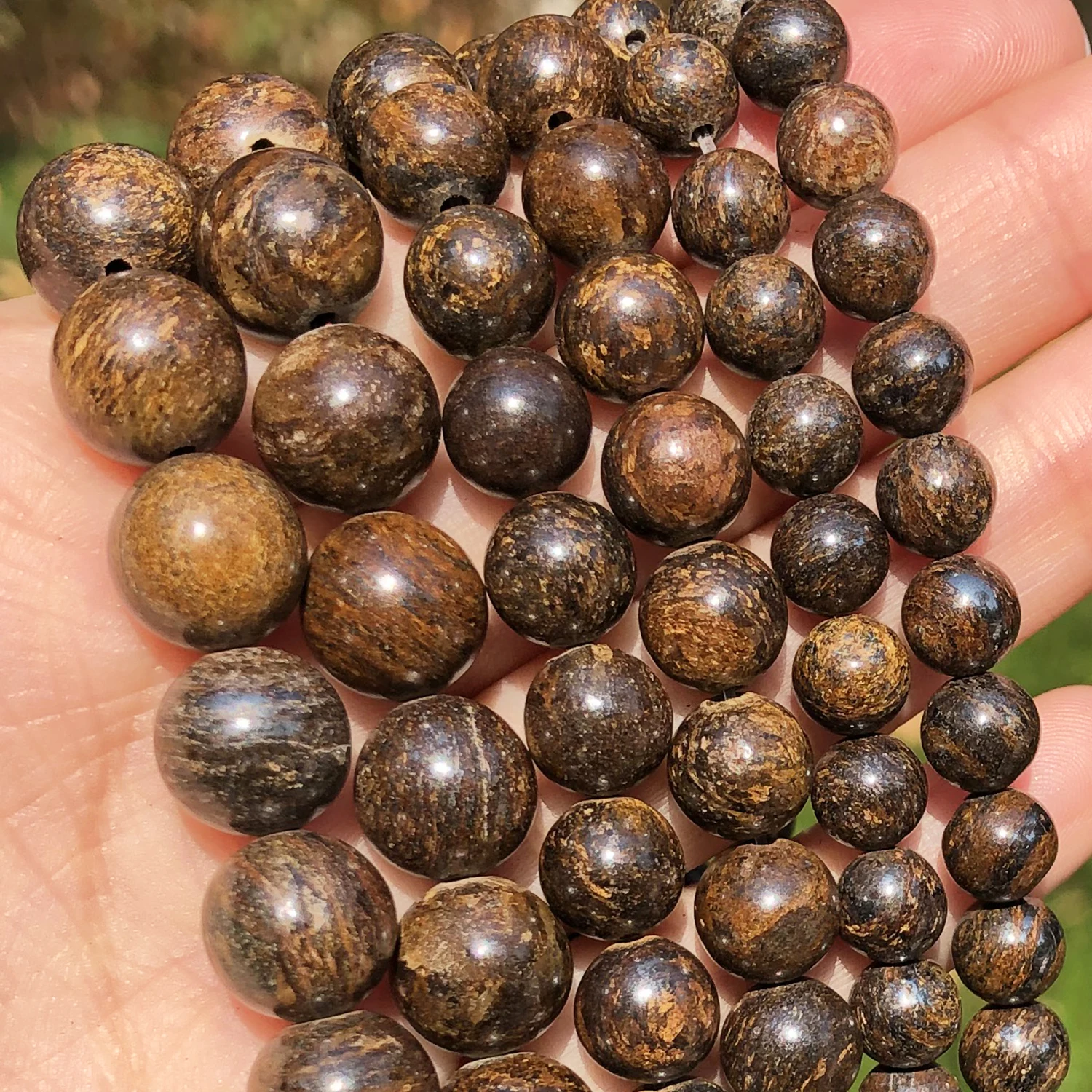 

4-12mm Natural Bronzite Stone Beads Round Loose Spacer Minerals Beads For Jewelry Making DIY Bracelet Accessories 15''Inches