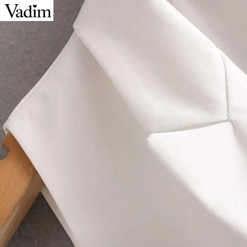 Женское элегантное платье vadim, офисная одежда, мини-платье, карманы, без рукавов, галстук-бабочка, пояса, женские повседневные белые платья, vestidos QC616