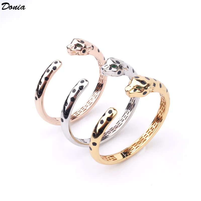 

Donia Jewelry New Fashion enamel leopard bracelet European and American luxury ring luxury jewelry set for men and women