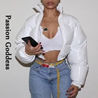 Зимние женские яркие розовые пуховики из искусственной кожи, теплые пуховики, блестящие черные кожаные парки, укороченные куртки на молнии, парки XL