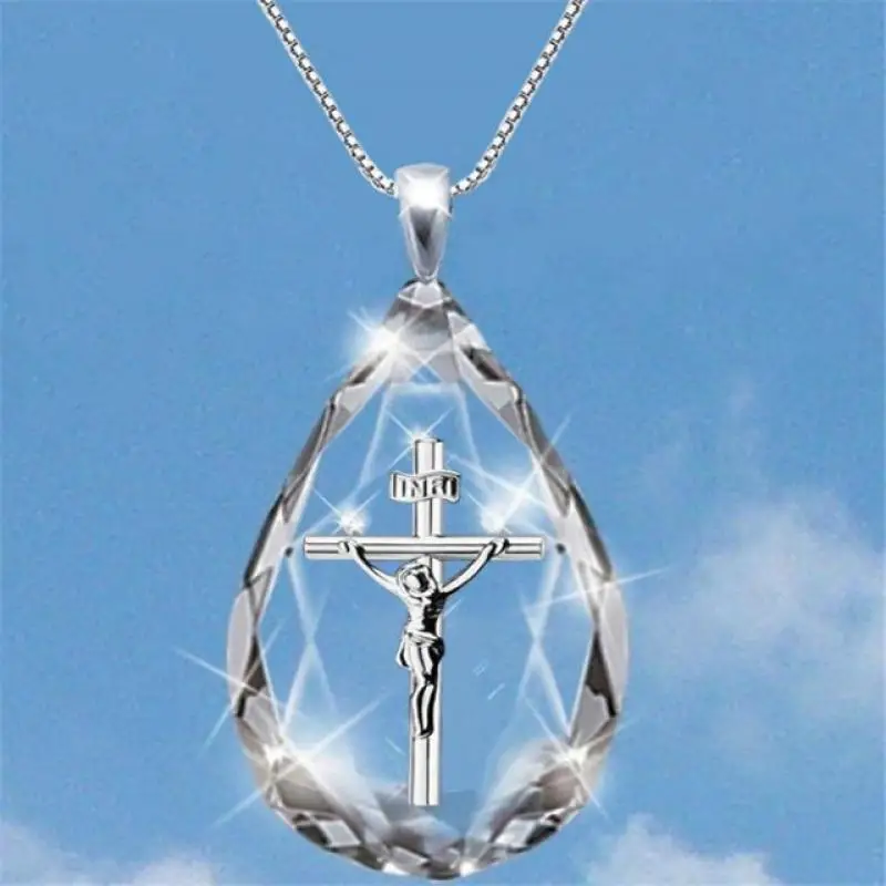 

Women's Necklace Simplicity Pendant Crystal Necklace Crosses European and American Fashion Necklace Couples Necklace