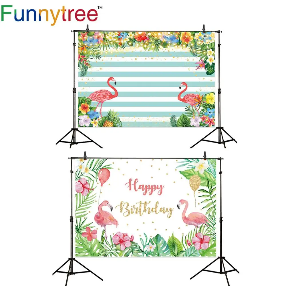 

Фотофон Funnytree с изображением фламинго тропический фон для дня рождения новорожденных фон для фотосъемки в горошек Воздушные шары фотосесси...
