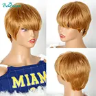 Bequeen Модели BeQueen бразильский стрижка Пикси парик человеческих волос дешевые Цветной короткие парики из человеческих волос для чернокожих Для женщин Прямой полный автомат парики