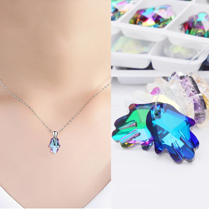 

Pipatian Hamsa Hand Pendant Jewelry Necklace Gems Diy Crafts Stone Shiny Rhinestone Crystal Trim Diamond Gemstone Decoration