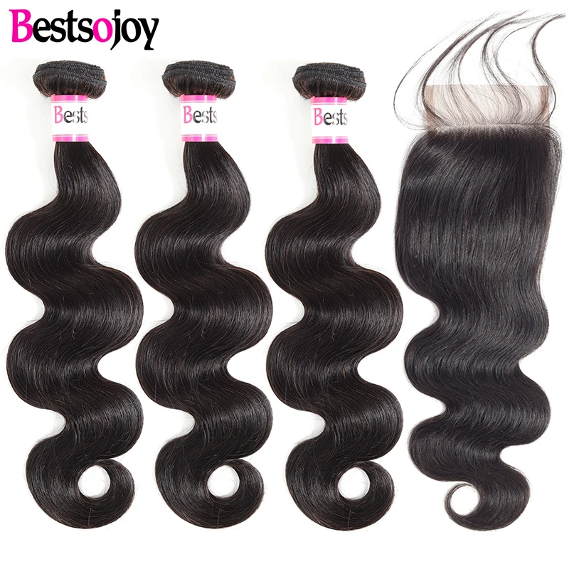 

Bestsojoy Brazilian Hair Bundles With Closure Human Hair Weave Body Wave Bundles With Closure Remy Hair Bundles With Closure
