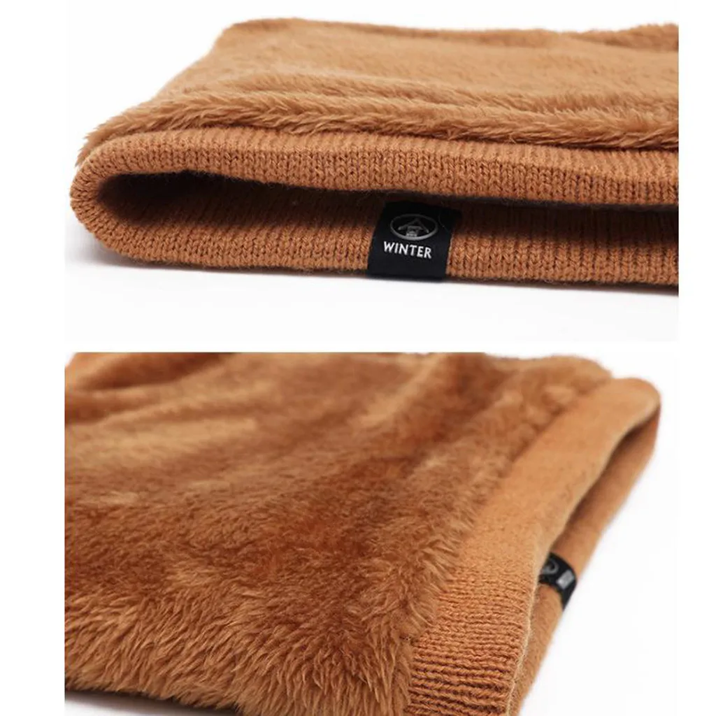 

Women Knit Neck Scarf Men Thick Warmer Fleece Inside Winter Snood Scarf Wool Elastic Children Collar Ring Scarves
