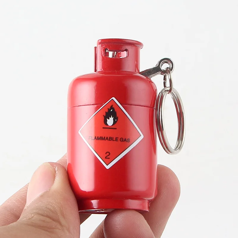 

Hot Creative Compact Gas Tank Key Chain Open Flame Lighter Cigarette Lighter Unusual Lighters Interesting Smoking Accessories
