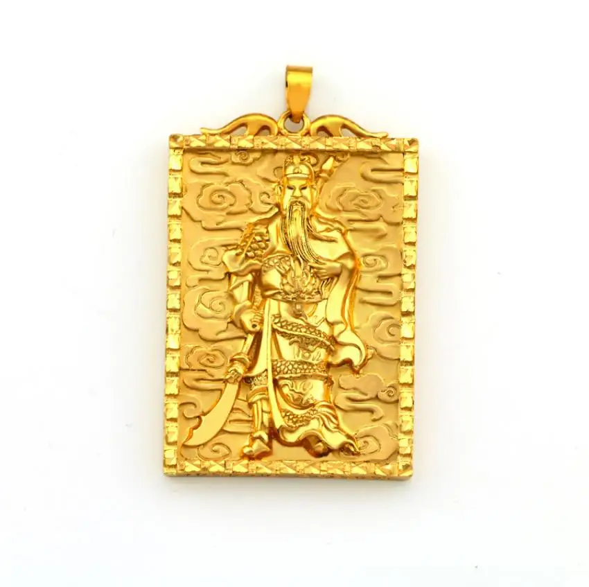 

hi ! LM vintage men 24k Gold duke guan pendant 3D delicate men's pendant Ethnic male Jewelry classic birthday gift long not fade