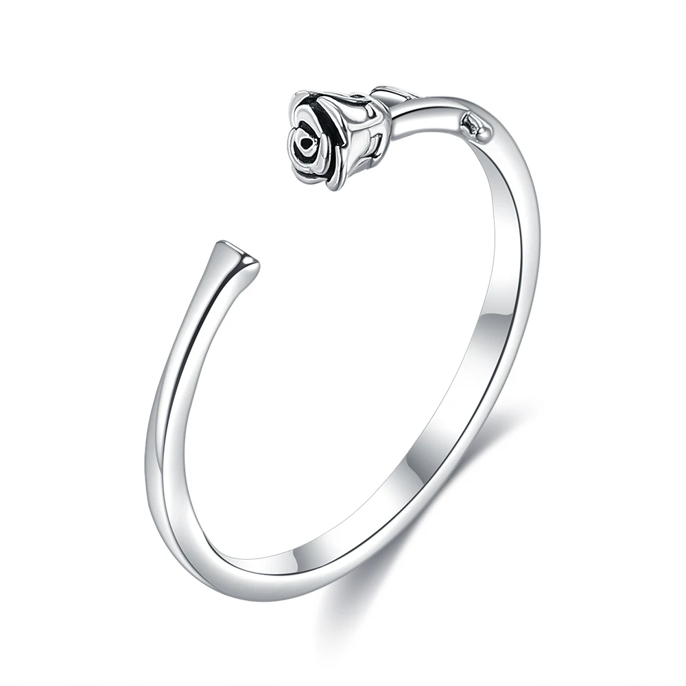

925 Sterling Silver Rings For Women Romantic Rose Open Adjustable Flower Ring Engagement Korean Fine Jewelry New Listing Gift