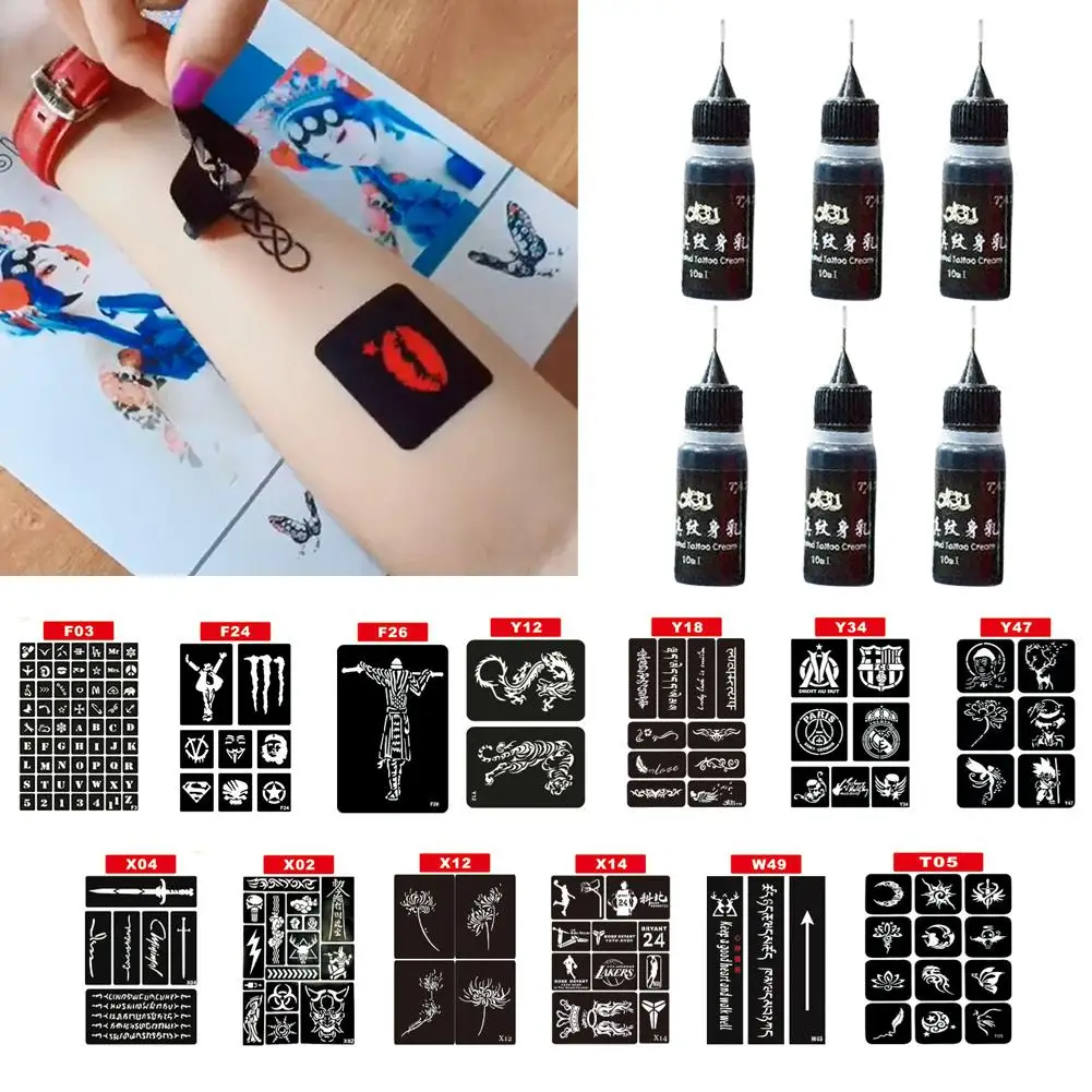 

10Ml 6 Colors Temporary Tattoo Ink Natural Organic Fruit Gel For Body Art Tattoo Painting Pigment Semi Permanent Tattoo Inks