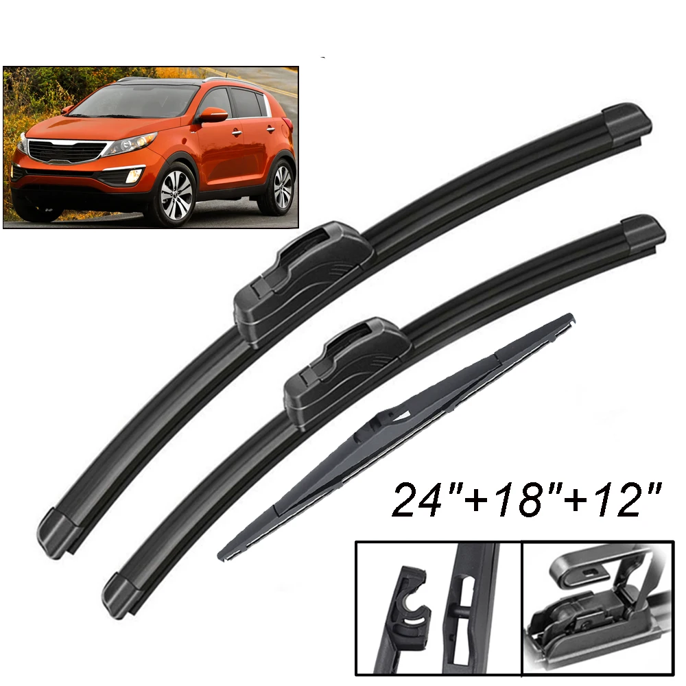 

Xukey 3Pcs/set Front Rear Tailgate Windscreen Wiper Blades Set Kit For Kia Sportage SL 2015 2014 2013 2012 2011 2010