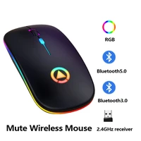 wireless mouse bluetooth compatible rgb rechargeable usb 2 4g receiver computer silent mouse for pc laptop