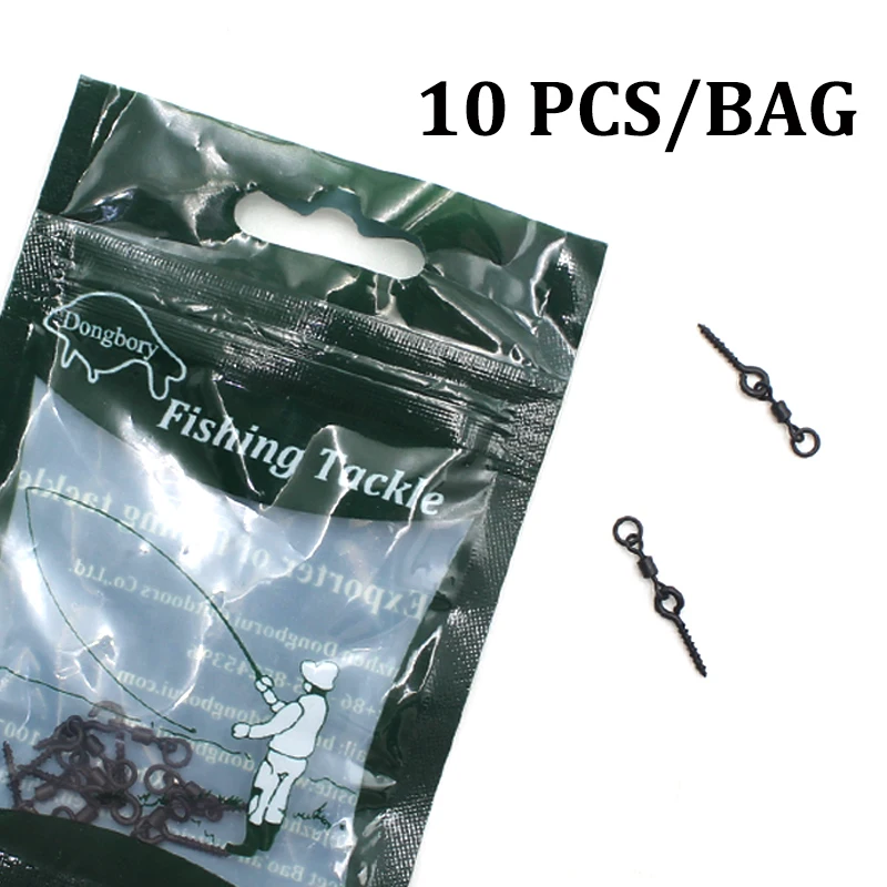 10pcs Carp Fishing Accessories 360° Bait Screw With Mirco Swivel for Ronnie rigs Spinner Snow man Rigs | Спорт и развлечения