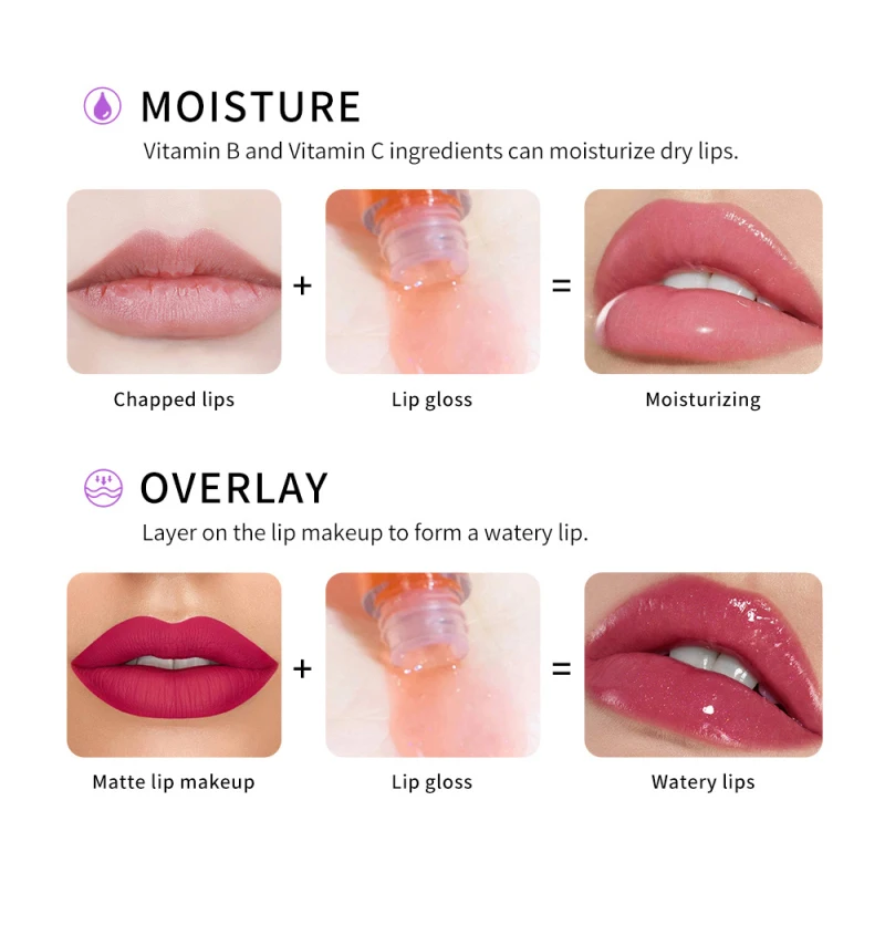 

Natural Lasting Lip Gloss Moisturizing Transparent Non-stick Cup Non-fading Lip Glaze Lip Glaze Cute Orange Red Brown Lip TSLM2