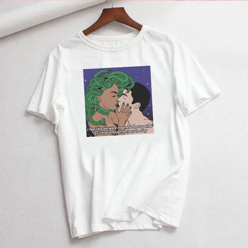 

Vintage Summer Harajuku Devil Letter Print Fun Loose Short Sleeve Gothic Tops tees Cartoon Casual Ulzzang Female Punk T-Shirt