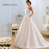 2022 a line wedding dresses vintage pockets bow china vestidos de novia backless plus size button bride bridal gowns