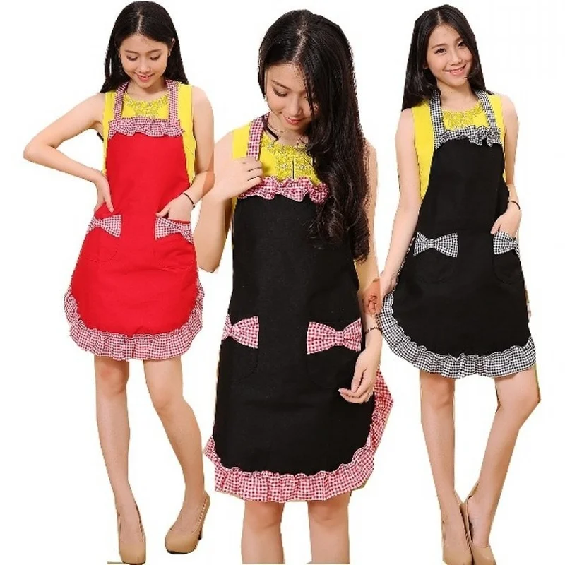 

kitchen apron Cute Kitchen Bar Cleaning Dress Bib Aprons Flirty Vintage Kitchen Womens Bowknot with Pocket Gift