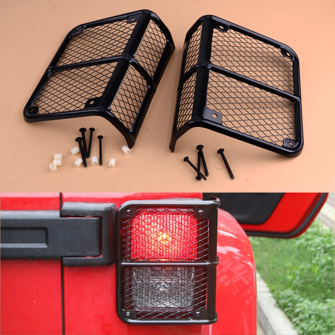 

2 шт. задний светильник Накладка защита с сеткой подходит для Jeep Wrangler JK 2007-2010 2011 2012 2013 2014 2015 2016 2017