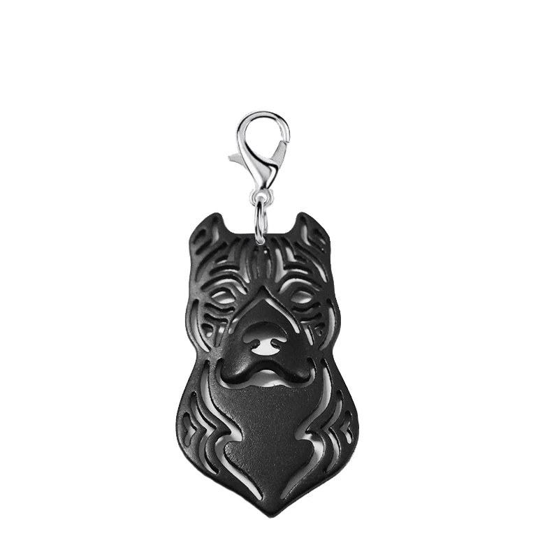 

Drop Shipping Black Handmade Staffordshire Terrier Dog Keychain Accessories Key Chain For Women Bag Charm Pendant DIY Key Rings