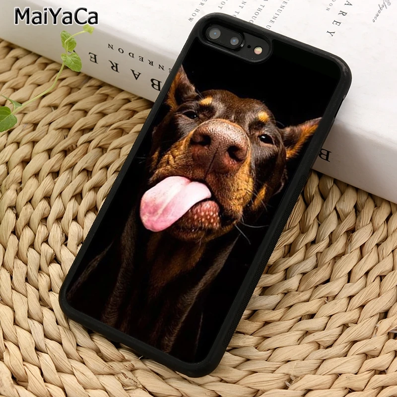 MaiYaCa Забавный чехол для телефона Doberman с собакой языком лицом iPhone 5 6S 7 8 plus 11 12 Pro X XR XS