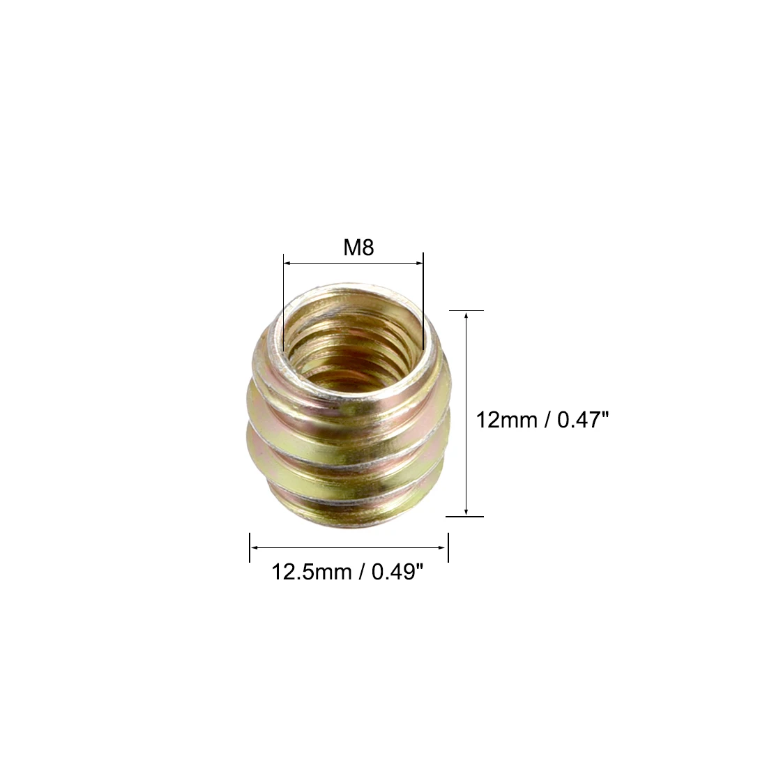 

uxcell Furniture Threaded Insert Nut Carbon Steel M8 Internal Thread 12mm Length 100pcs
