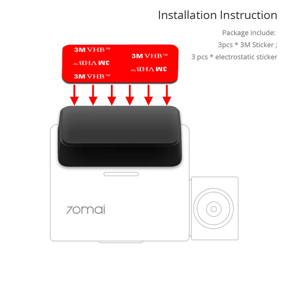 BANSHIFU камера 3 м стикеры крепления применение для Xiaomi 70Mai Pro тире Kamera Держатель DVR с шт. Статический электрическая наклейка