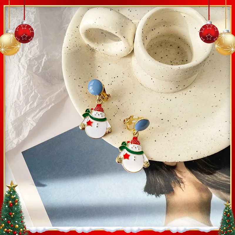 

Рождественский снеговик Клипсы Серьги без отверстий клипсы для ушей рождественские подарки клипсы без пирсинга серьга в стиле «минимализм...