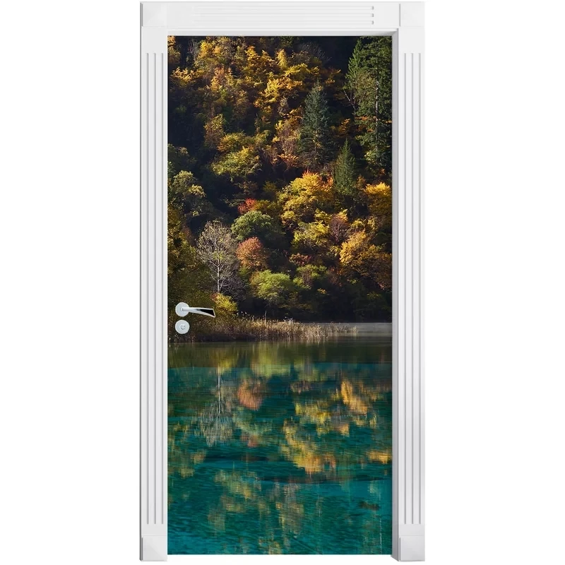 ПВХ роспись бумаги 3D стекло обновление двери вид озеро наклейки домашний Декор