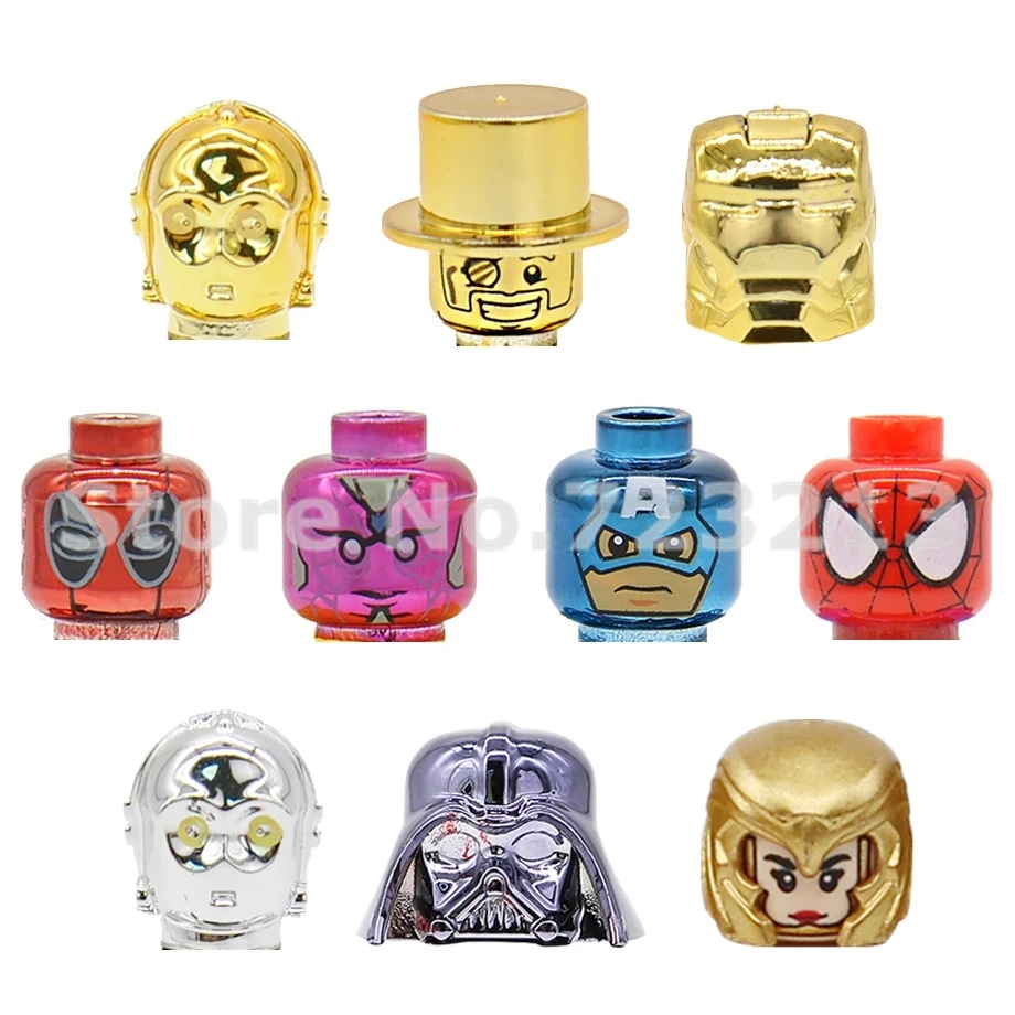 Одна распродажа Mr Gold рисунок хромированная головка для лица Золото Серебро C3PO